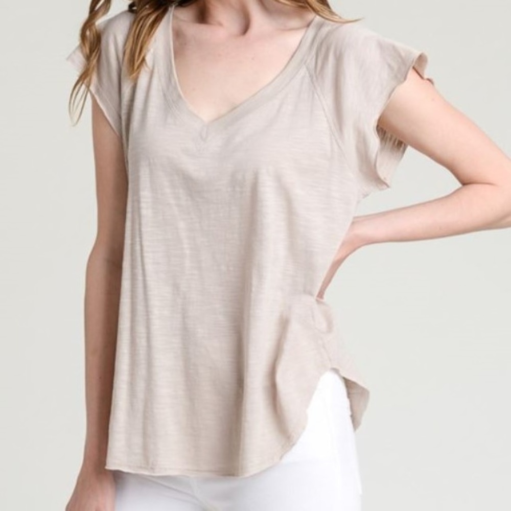 Flutter Sleeve V Neck T Shirt